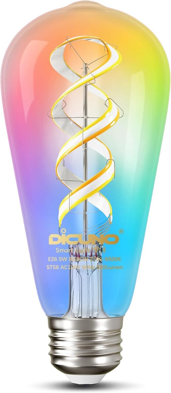 Smart Edison Bulb ST19, Color Changing WiFi Smart Light Bulb, 2700K-6500K Tunable via App