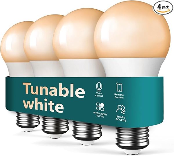 Smart Light Bulbs 4Pack, 2.4GHz WiFi Smart Bulb, 2500K-6500K